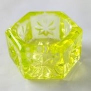 Yellow Vaseline Glass Hexagonal Salt Cellar