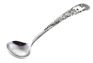 Salt Spoons - Pressed Floral Pattern Sterling Silver Salt Spoon