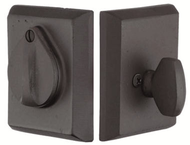 Sand Cast Distressed Traditional Square Single Cylinder Deadbolt With Cover (Several Finishes Available)
