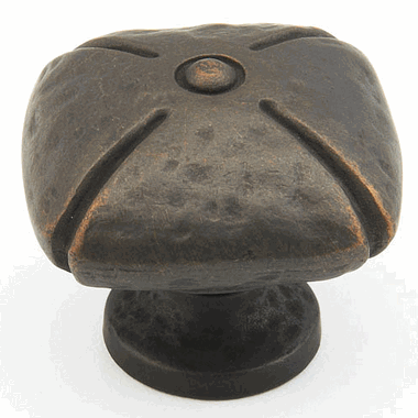 SCHAUB 1 1/2 Inch Siena Square Knob (Ancient Bronze Finish)