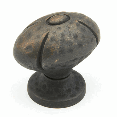 SCHAUB 1 3/8 Inch Siena Small Oval Knob (Ancient Bronze Finish)