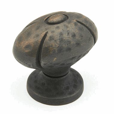 1 3/8 Inch Siena Small Oval Knob (Ancient Bronze Finish)