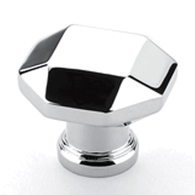 SCHAUB 1 1/4 Inch Faceted Menlo Park Knob (Polished Chrome Finish)