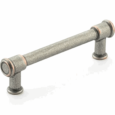 4 1/2 Inch (3 3/4 Inch c-c) Steamworks Cabinet Pull (Distressed Pewter / Copper Finish)