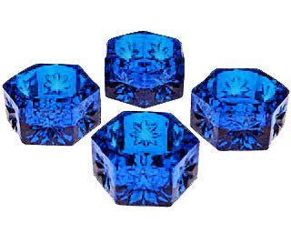Set of 4 Salt Cellars - Cobalt Blue Hexagonal Open Salt Cellar