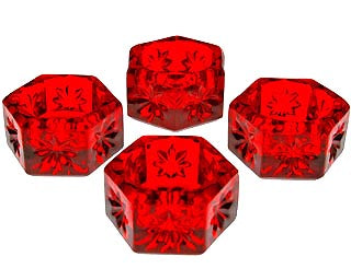 Set of 4 Salt Cellars - Ruby Red Hexagonal Open Salt Cellar