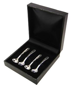 Set of 4 Sterling Silver Pressed Floral Pattern (Boxed)