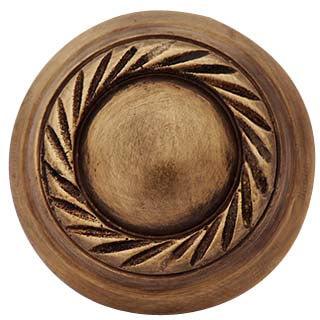1 1/4 Inch Solid Brass Georgian Roped Round Knob (Antique Brass Finish)