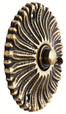 Solid Brass Antique Flower Doorbell Push (Antique Brass Finish)