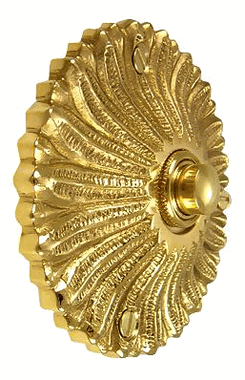 Solid Brass Antique Flower Doorbell Push (Polished Brass Finish)
