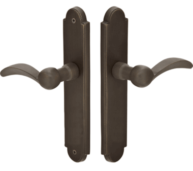 Solid Brass Arched Euro Style Dummy Pair Multi Point Lock Trim (Medium Bronze Finish)