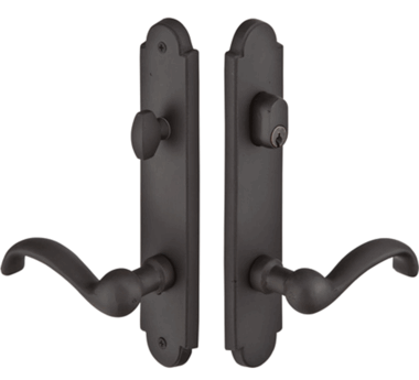 Solid Brass Arched Keyed Style Multi Point Lock Trim (Matte Black Finish)