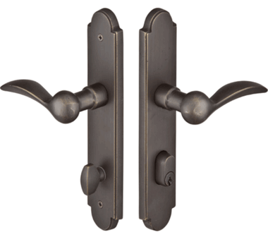 Solid Brass Arched Keyed Style Multi Point Lock Trim (Medium Bronze Finish)