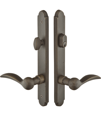 Solid Brass Arched Keyed Style Multi Point Lock Trim (Medium Bronze Finish)