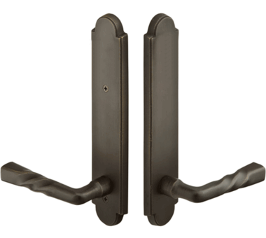 Solid Brass Arched Style Dummy Pair Multi Point Lock Trim (Medium Bronze Finish)