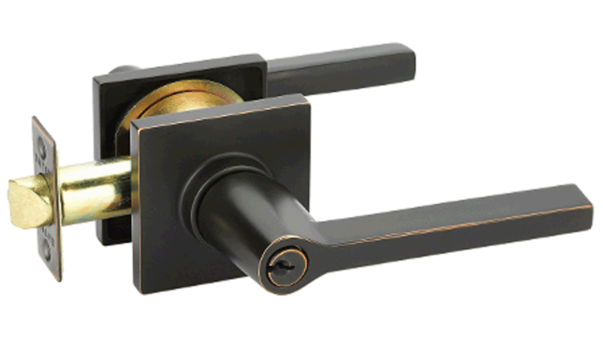 Solid Brass Hanover Key In Door Lever with Square Rosette