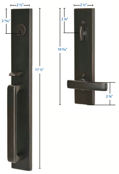 Solid Brass Lugano Style Mortise Entryway Set (Oil Rubbed Bronze Finish)