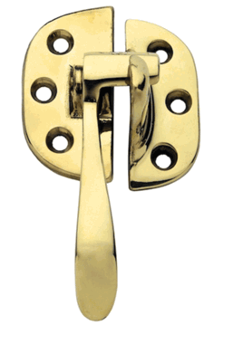 Solid Brass Left Hand Ice Hoosier or Box Catch (Polished Brass Finish)