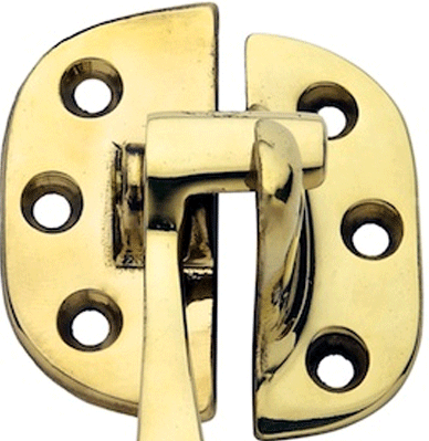 Solid Brass Left Hand Ice Hoosier or Box Catch (Polished Brass Finish)