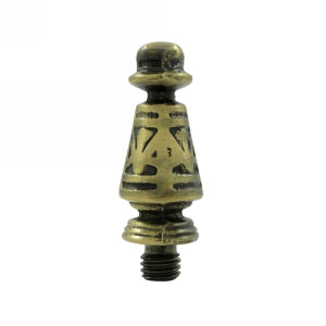 DELTANA 1 7/16 Inch Solid Brass Ornate Hinge Finial (Antique Brass Finish)