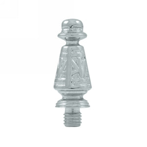 DELTANA 1 7/16 Inch Solid Brass Ornate Hinge Finial (Polished Chrome Finish)