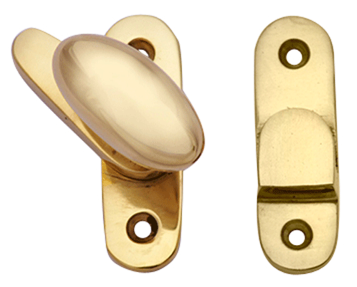 Traditional Solid Brass Oval Knob Latch Set (Lacquered Brass Finish)