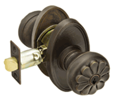 Solid Brass Petal Key In Door Knob with #13 Rosette (Medium Bronze Finish)