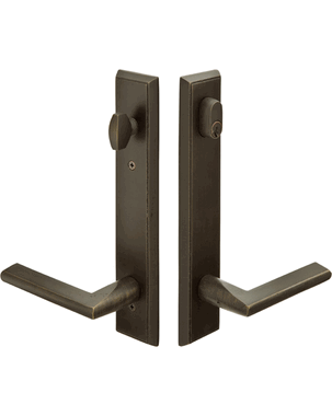 Solid Brass Rectangular Keyed Style Multi Point Lock Trim (Medium Bronze Finish)