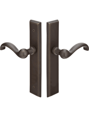 Solid Brass Rectangular Style Dummy Pair Multi Point Lock Trim (Medium Bronze Finish)