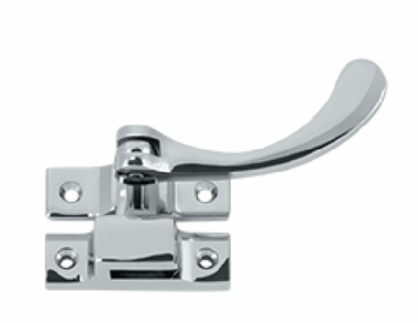 4 1/2 Inch Solid Brass Window Lock Casement Fastener (Polished Chrome Finish)