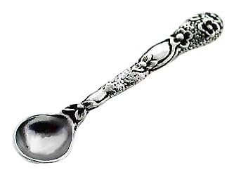 Sterling Silver Salt Spoon - Clematis Vines