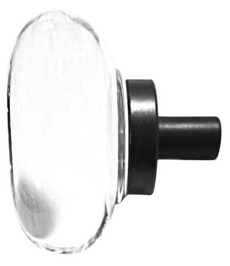 1 1/4 Inch Flat-Faced Round Crystal Glass Cabinet Knobs in Oil Rubbed Bronze