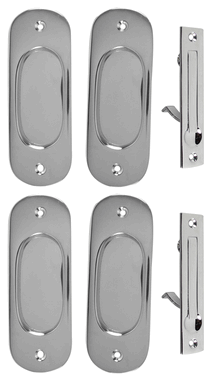 Traditional Oval Pattern Double Pocket Passage Style Door Set (Polished Chrome)