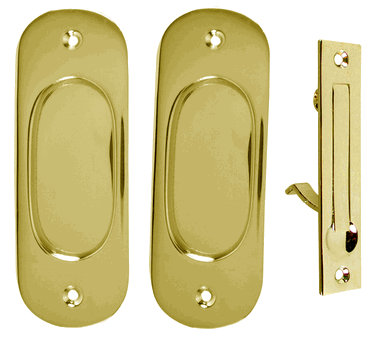 Traditional Oval Pattern Single Pocket Passage Style Door Set (Polished Brass Finish)