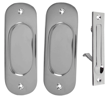 Traditional Oval Pattern Single Pocket Passage Style Door Set (Polished Chrome Finish)